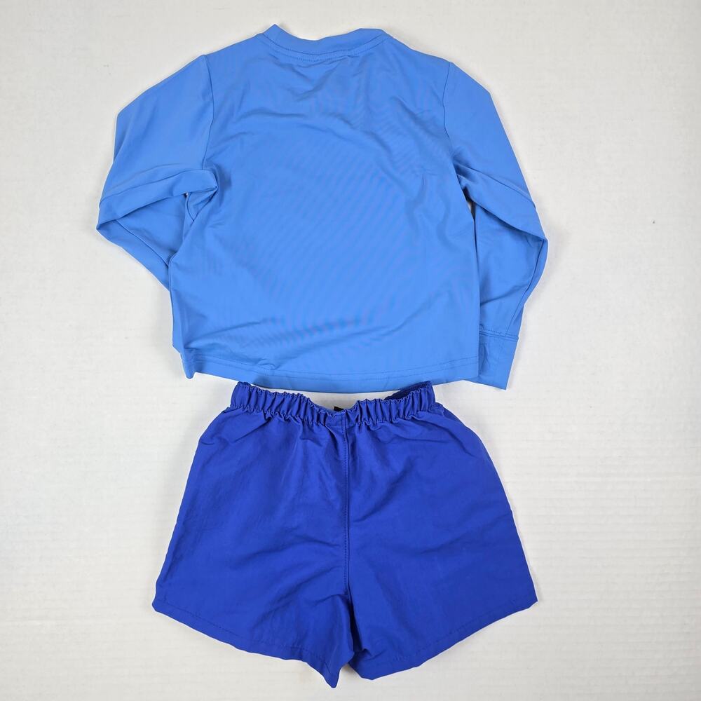 Patagonia Sz 12/18m Baby Capilene Shirt Rainbow Wave & Blue Baggies Short Set - Picture 4 of 4